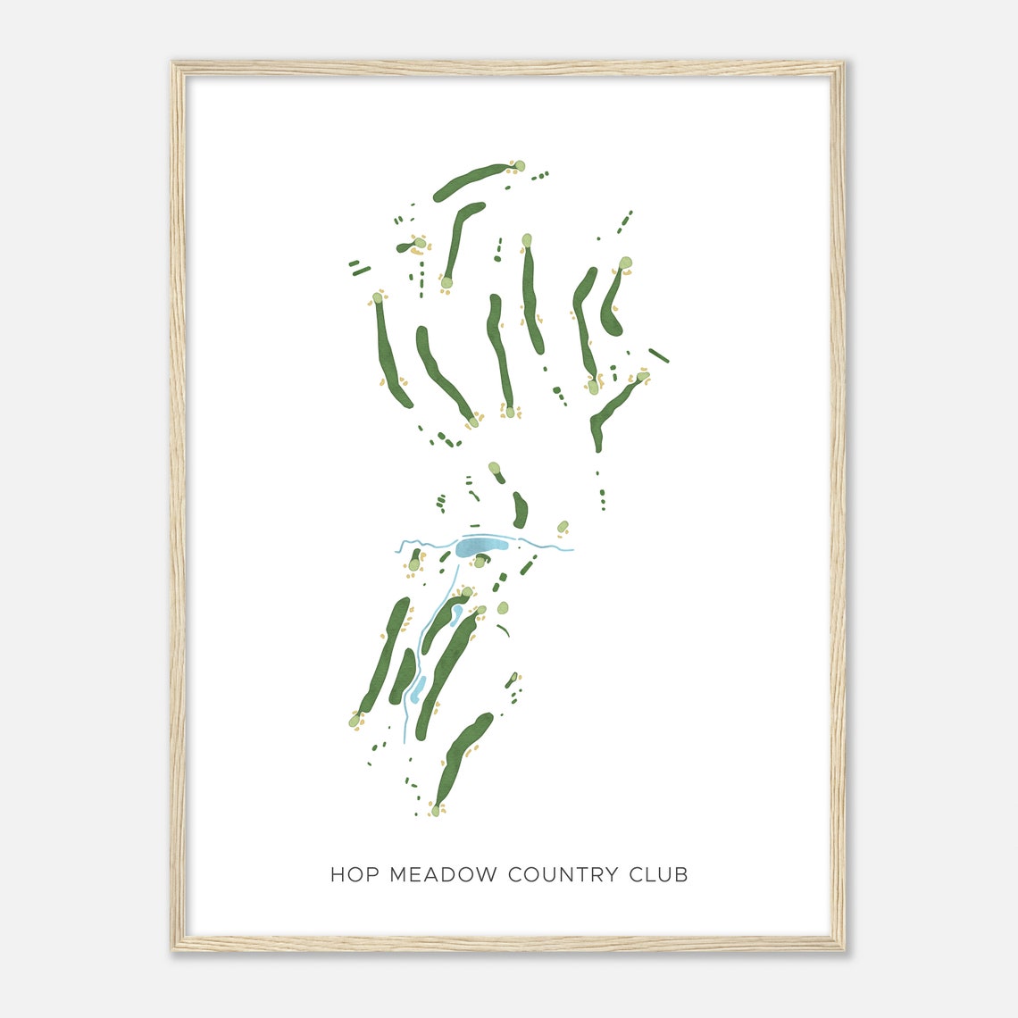 Hop Meadow Country Club Watercolor Golf Course Map Golfer Gift Poster