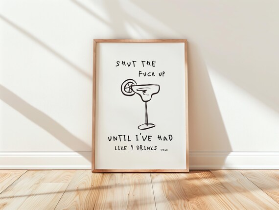 Funny Cocktail Margarita Quote Kitchen Bar Decor Poster For Humor Lovers
