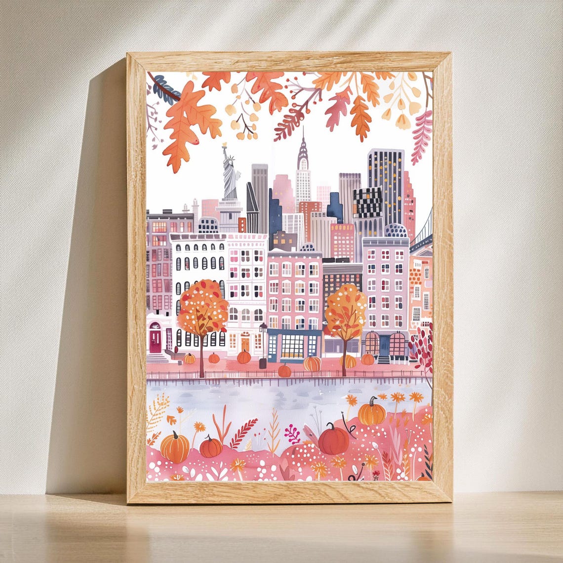 Preppy Autumn Wall Art Pink Print Halloween Pastel Fall Prints