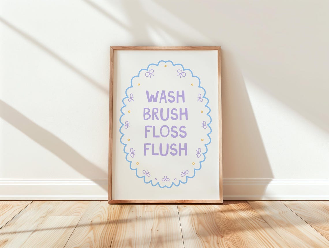 Preppy Bathroom Wall Print Art Pink Decor Dorm Girly Funny