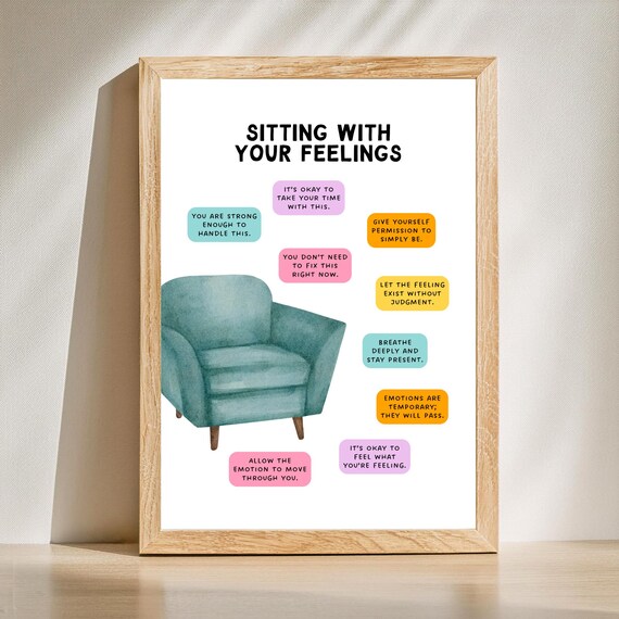 Sitting With Your Feelings Mental Health Therapy Office Poster