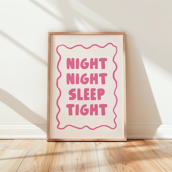 Night Night Sleep Tight Pink Bold Bedroom Quote Typography Poster