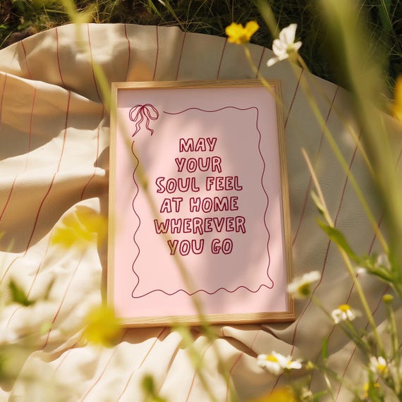 Cute Quote Wall Print Art Mental Health Typography Bedroom Decor Pink And Red