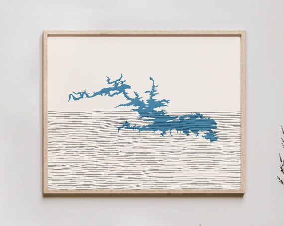 Minimalist DeGray Lake Arkansas Map Line Art Lakehouse Poster