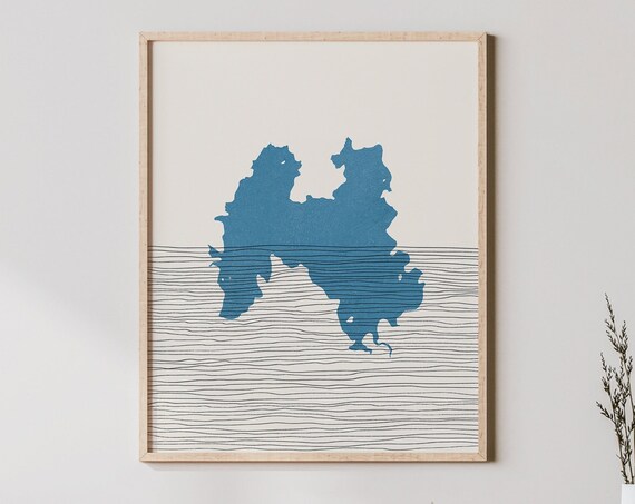 Chittenden Reservoir Vermont Boho Minimalist Lake Map Line Art Print