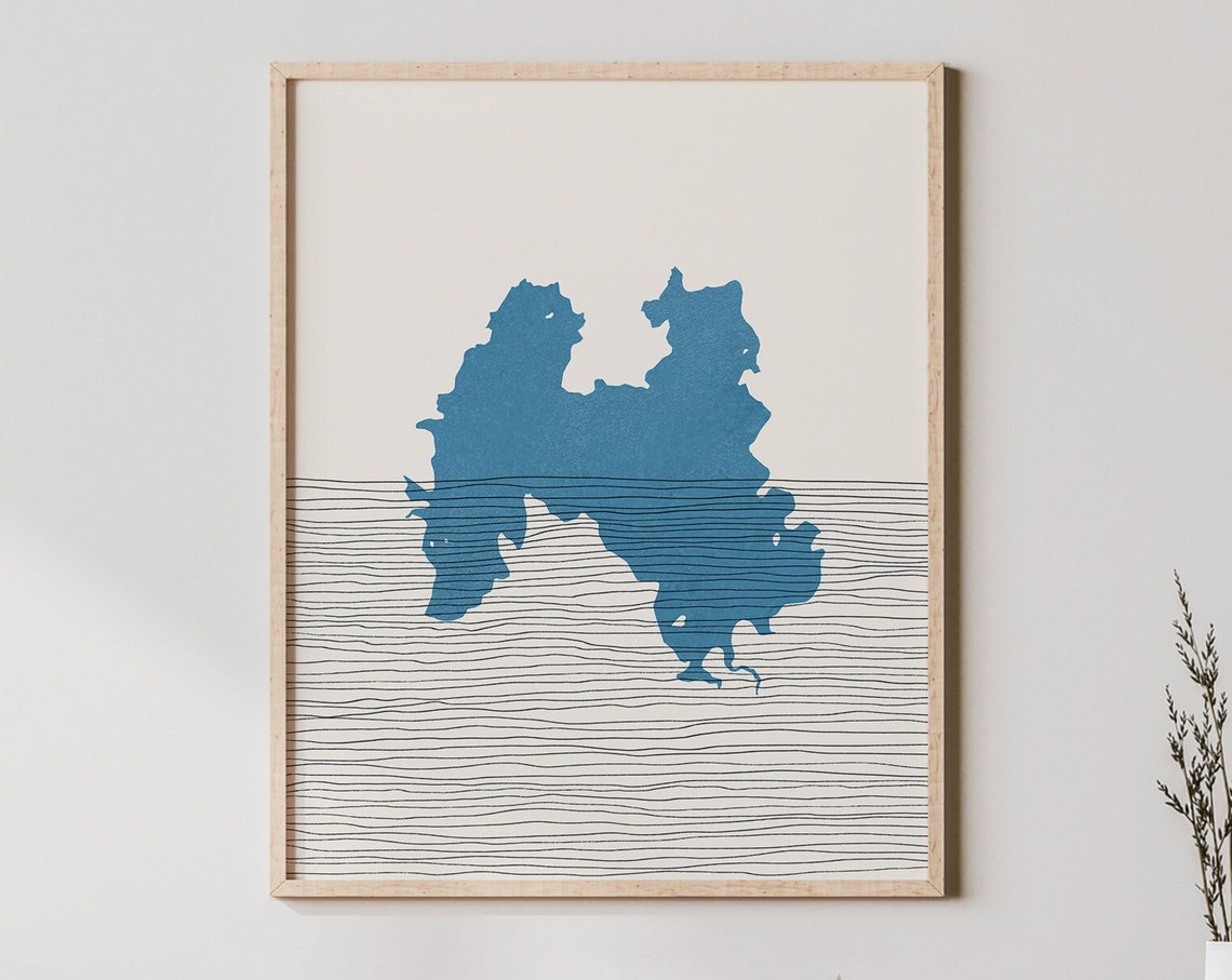 Chittenden Reservoir Vermont Boho Minimalist Lake Map Line Art Print