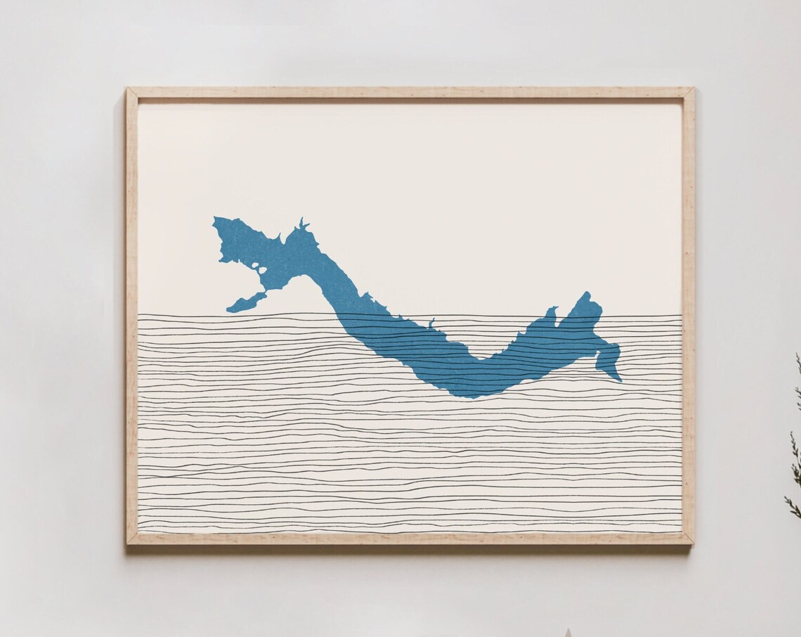 Minimalist Riffe Lake Washington Map Line Art Lakehouse Poster