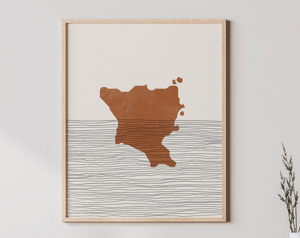 Green Island Taiwan Minimalist Terracotta Boho Map Art Poster
