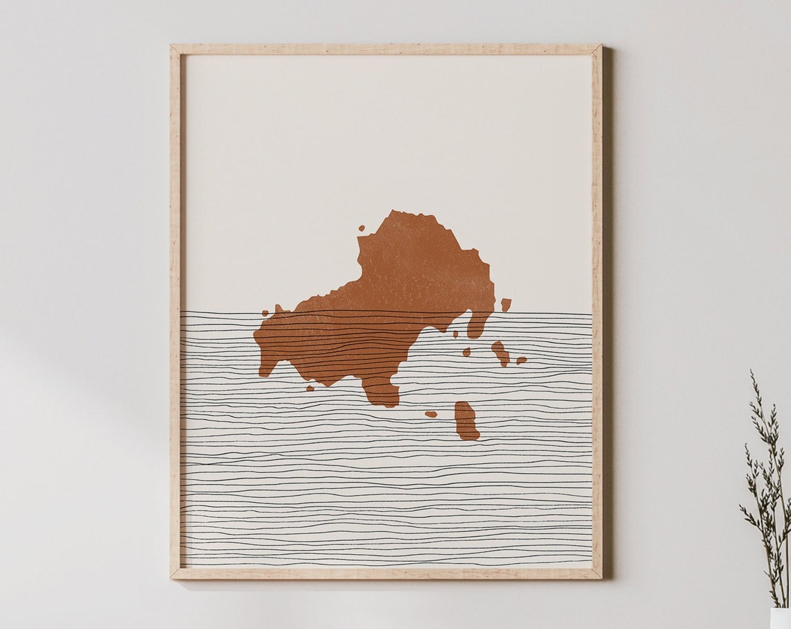 Skiathos Greece Island Map Abstract Boho Line Art Travel Print
