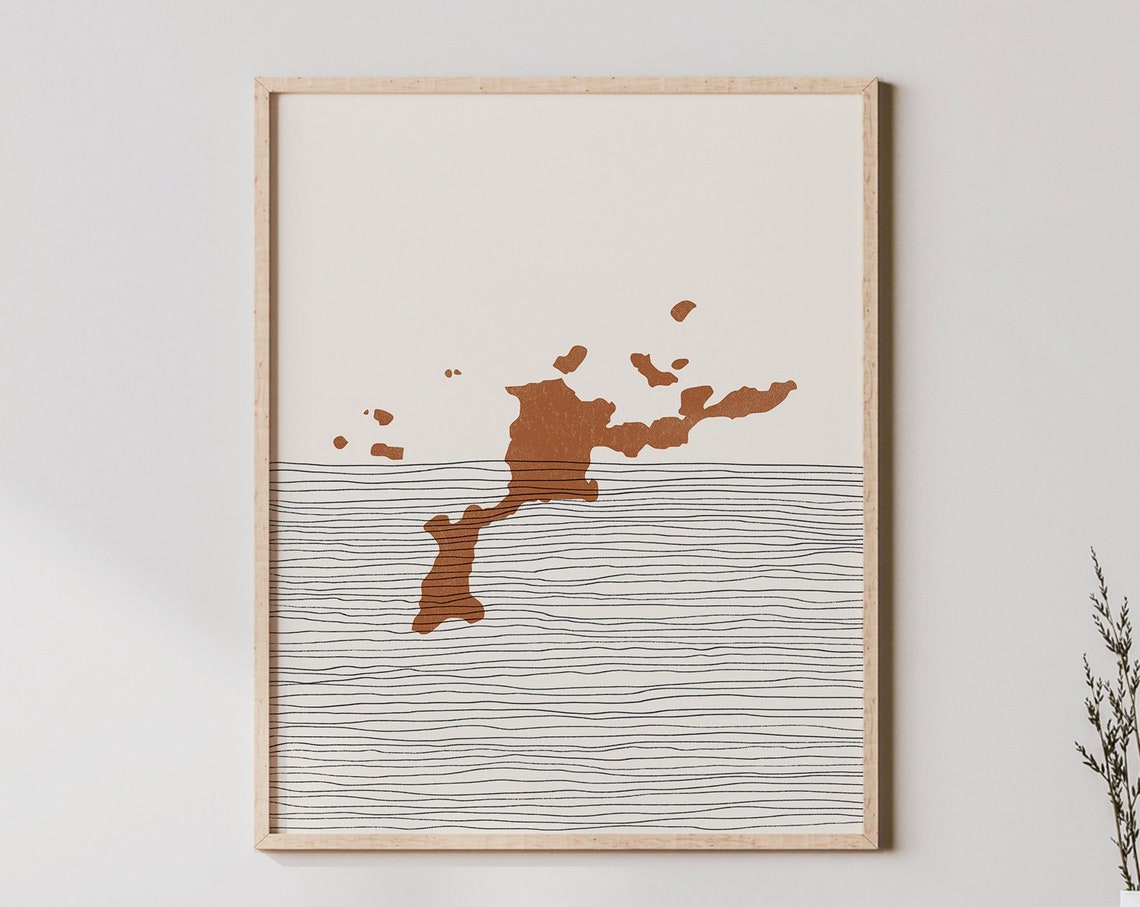 Virgin Gorda British Virgin Islands Boho Map Travel Wall Art