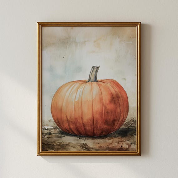 Fall Pumpkin Print Holiday Wall Art Nursery Collected Prints Cpp710