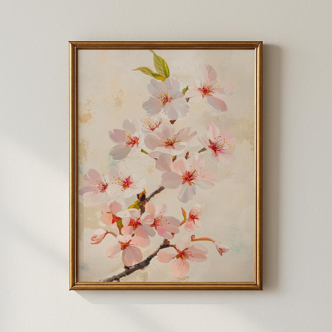 Cherry Blossom Branch Pink Sakura Delicate Watercolor Floral Poster
