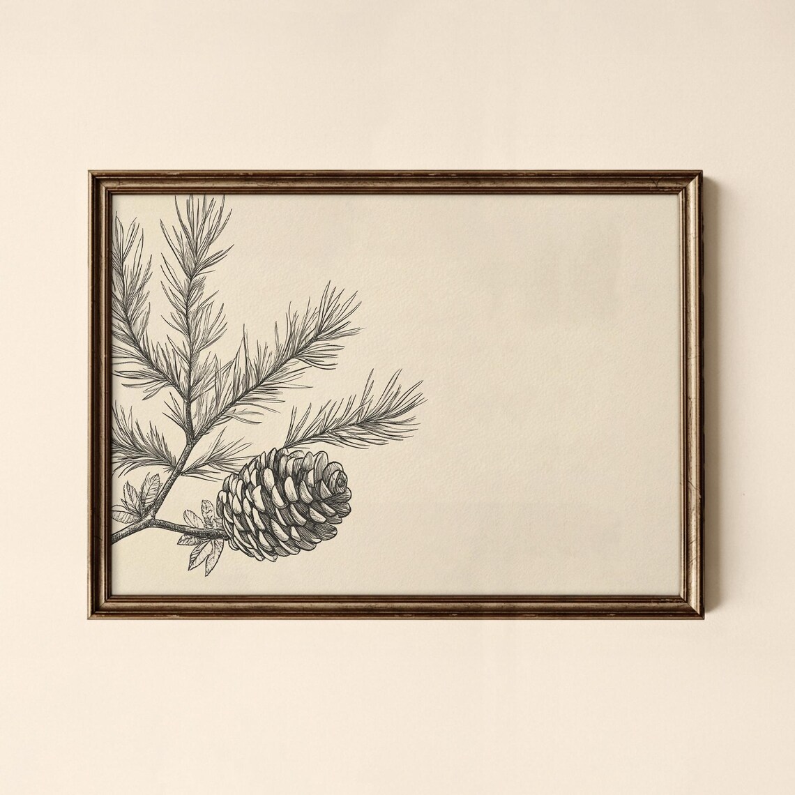 Vintage Pinecone Print, Landscape Wall Art