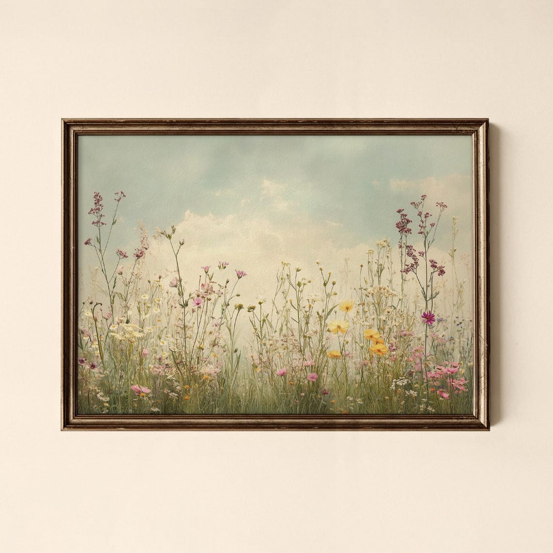 Wildflower Meadow Soft Blooms Vintage Botanical Floral Wall Art