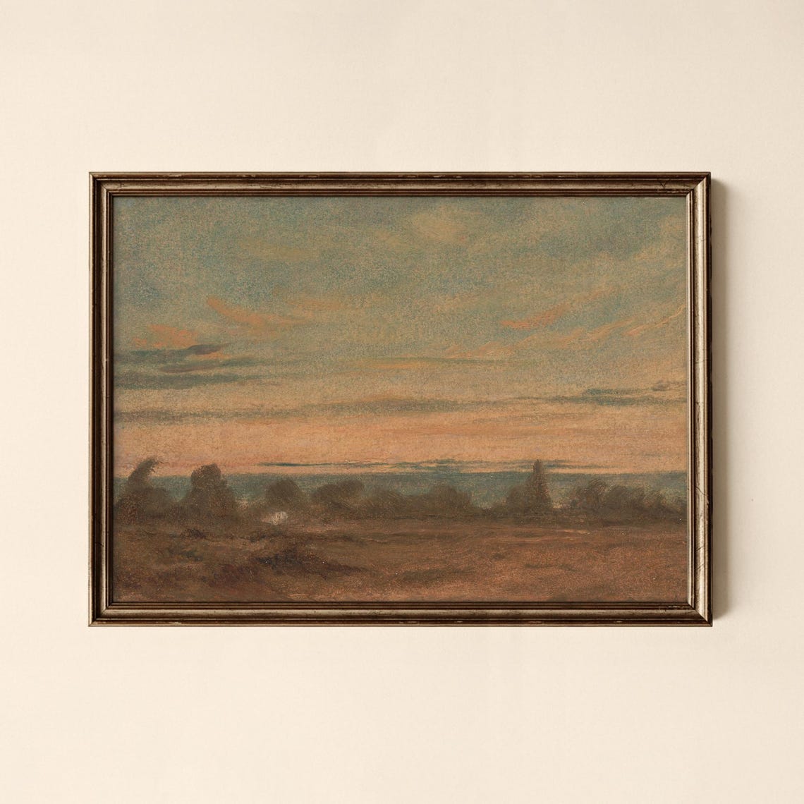 Moody Coastal Dusk Tonalist Seascape Vintage Oil Painting Poster