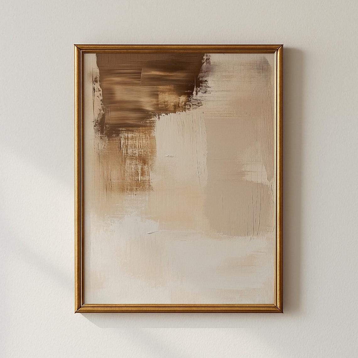 Calm Neutral Beige Abstract Brushwork Textured Modern Art Poster
