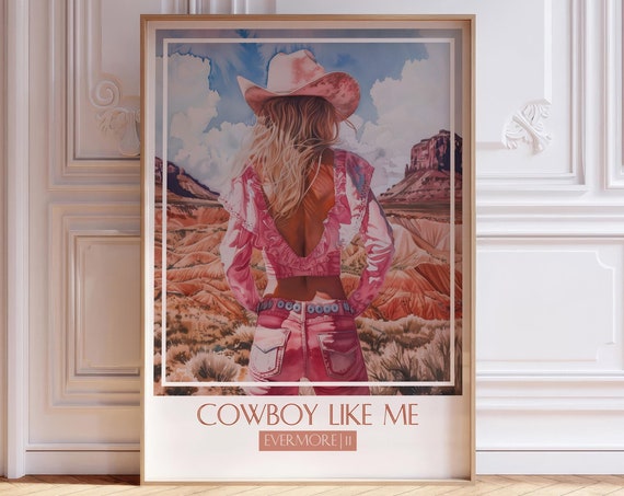 Cowboy Like Me Song Poster Watercolor Wall Art Subtle Print Painting Soft Pastel Tones Gift For Music Fans