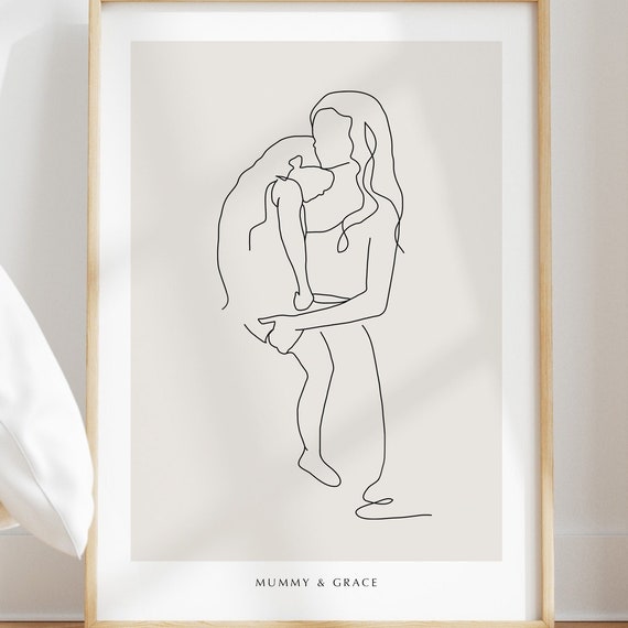 Personalised Mother Print Mother And Daughter Art Line Art Personalised Gift For Mom Mum Custom Print Gift Mother And Daughter Art