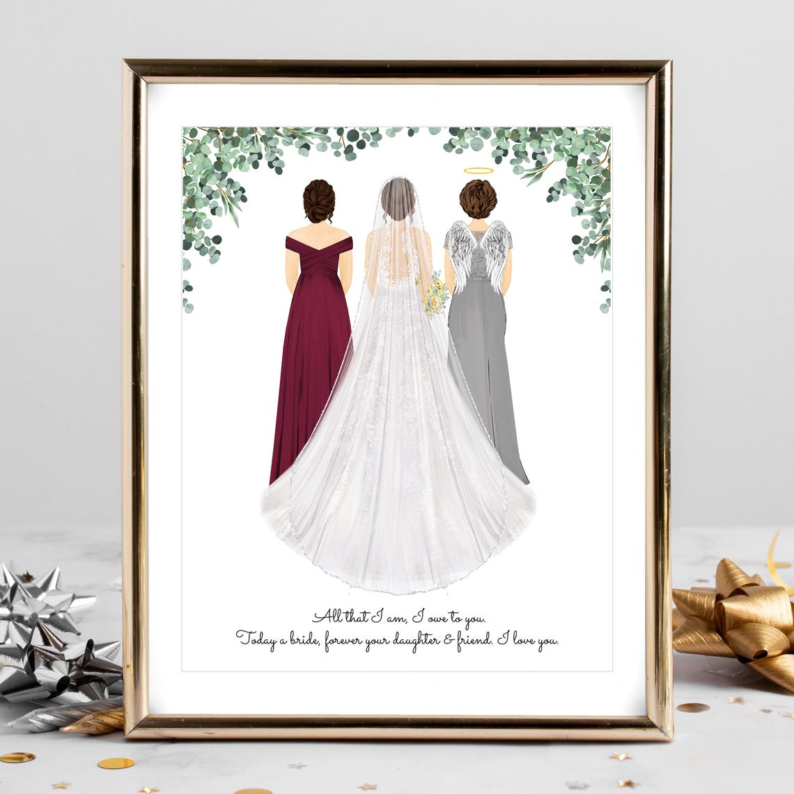 Bride With Mum And Grandmother Three Generations Wedding Portrait Poster