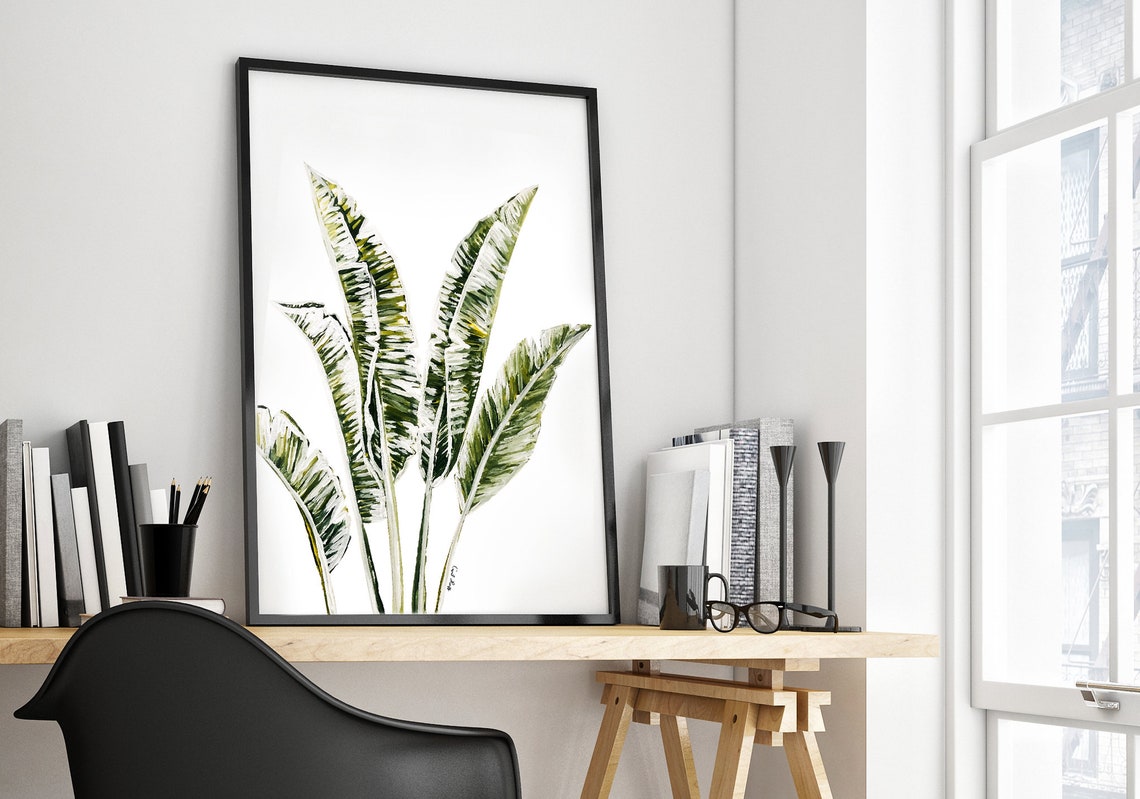 Tropical Banana Leaf Branch Botanical Watercolor Home Decor Poster - Image 3