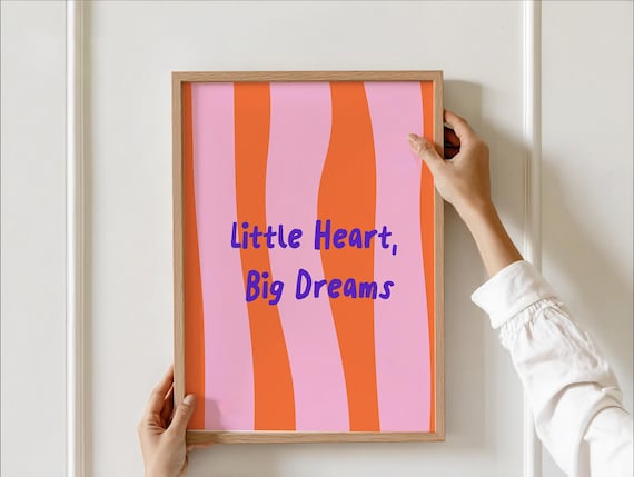 Little Heart Big Dreams Wavy Striped Kids Room Nursery Poster