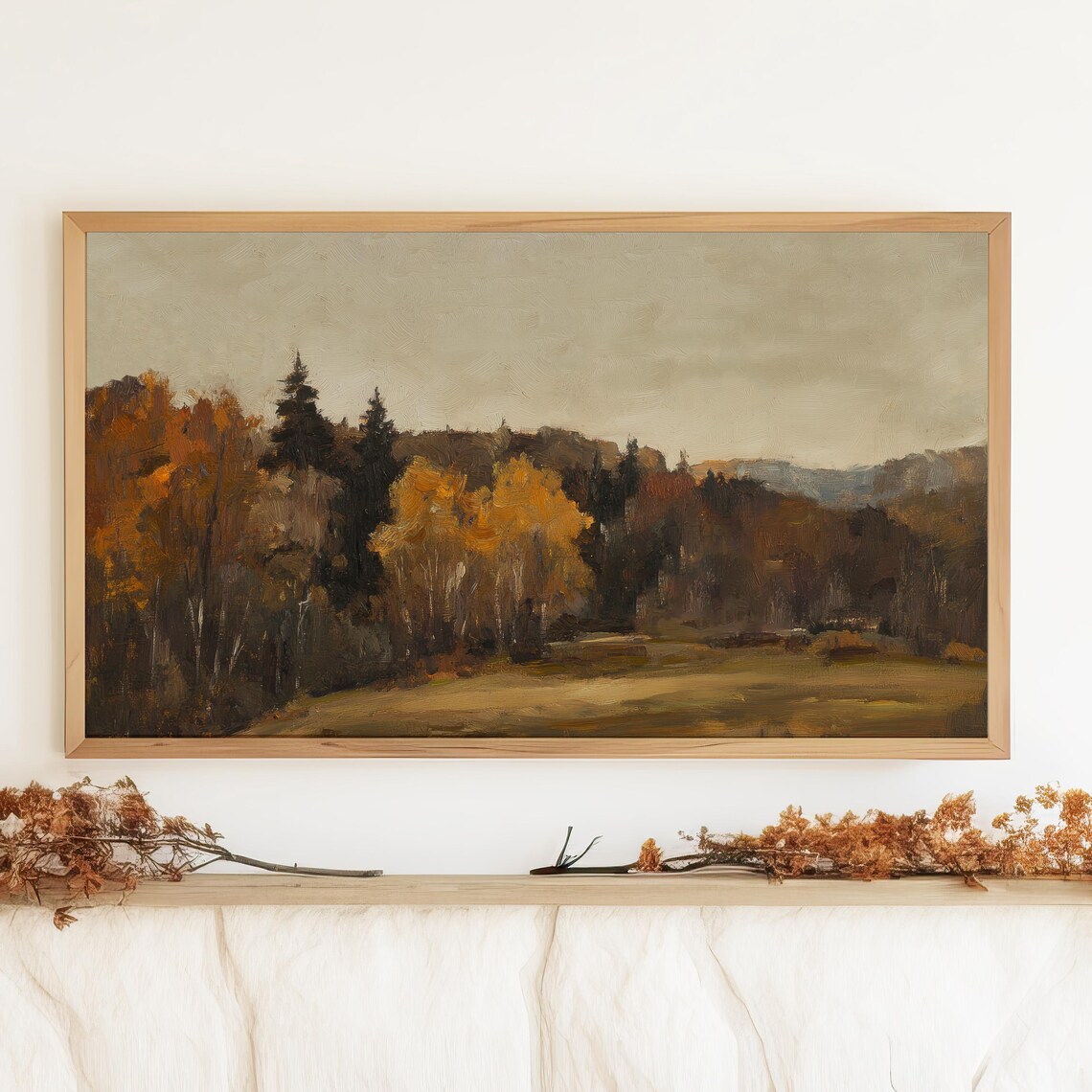 Autumn Fall Landscape Art Print, Moody Vintage - Image 3