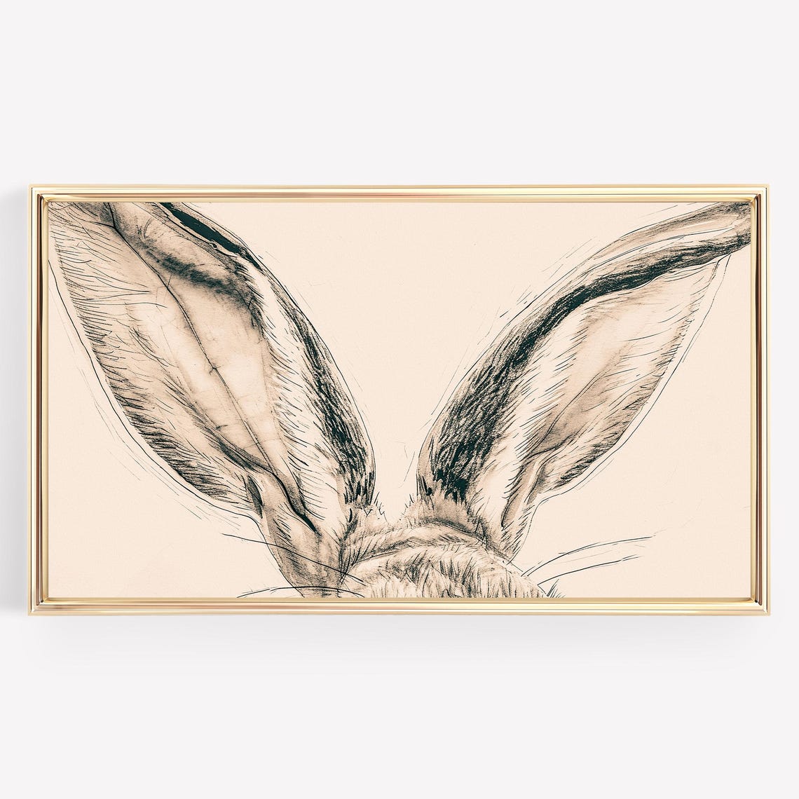 Minimalist Rabbit Ears Pencil Sketch Modern Bunny Line Art Print - Image 4