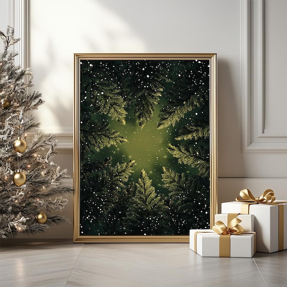 Snowy Pine Forest Winter Night Wonderland Christmas Magic Poster