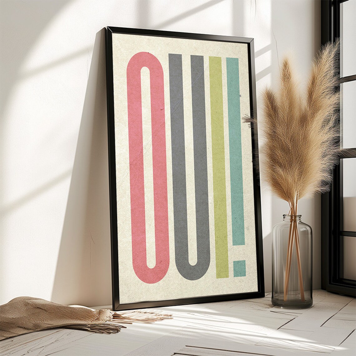 Oui Colorful Retro French Typography Exclamation Wall Poster - Image 3