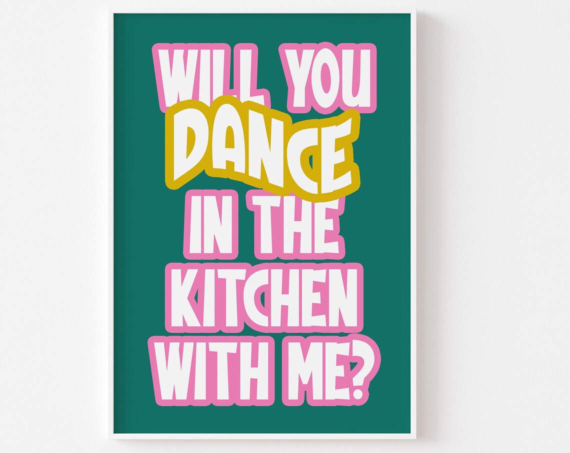 Dance In The Kitchen With Me Retro Disco Poster