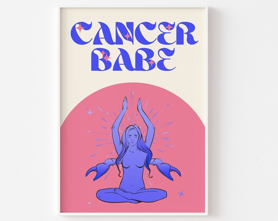 Cancer Star Sign Print, Retro Bold Astrology Poster