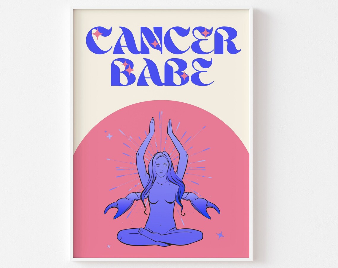 Cancer Star Sign Print, Retro Bold Astrology Poster