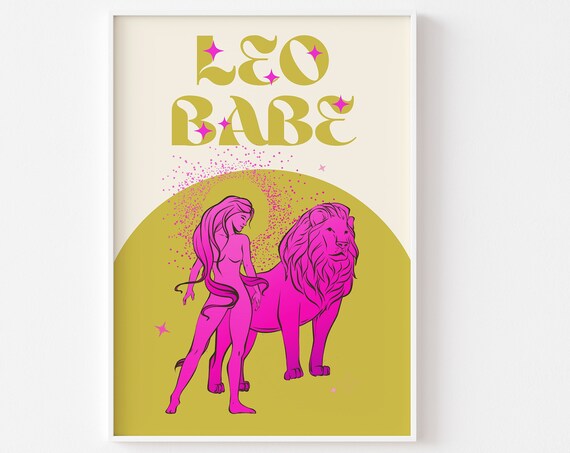 Leo Star Sign Print, Retro Astrology Poster