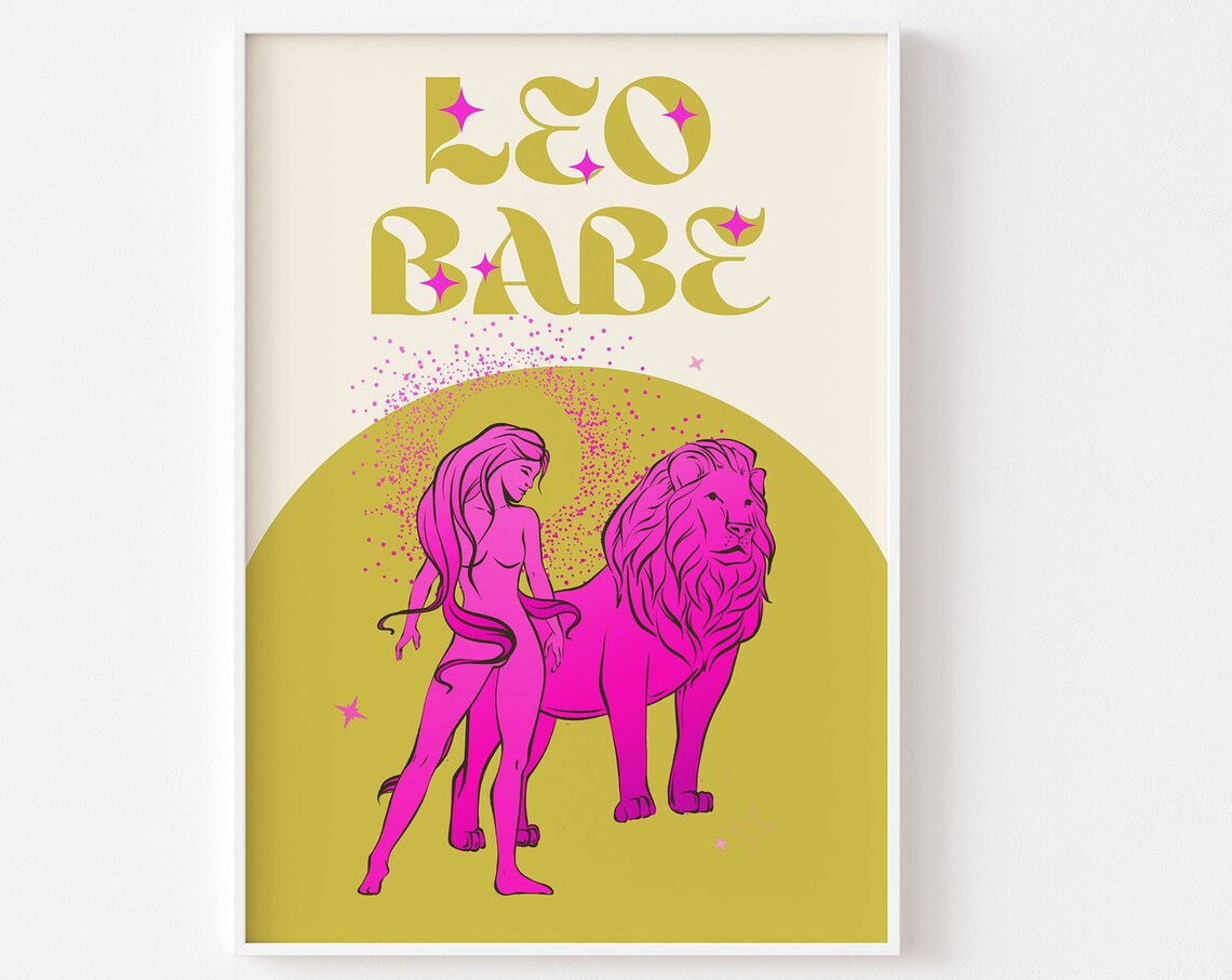 Leo Star Sign Print, Retro Astrology Poster