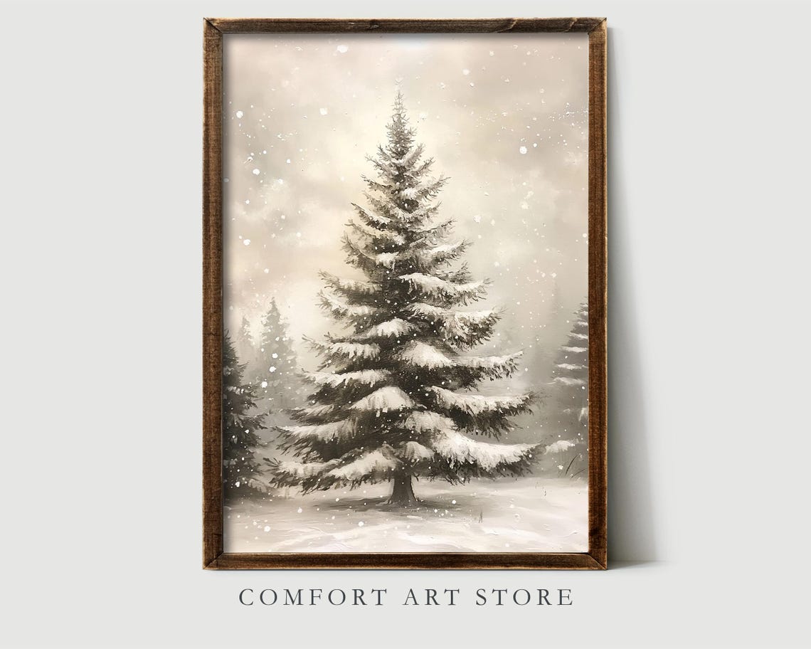 Majestic Snowy Evergreen Pine Tree Winter Forest Landscape Poster - Image 8