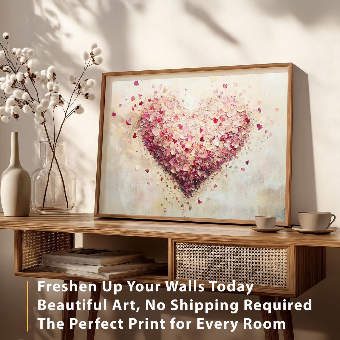 Scattered Rose Petals Heart Oil Painting Valentines Day Decor Poster - Image 5