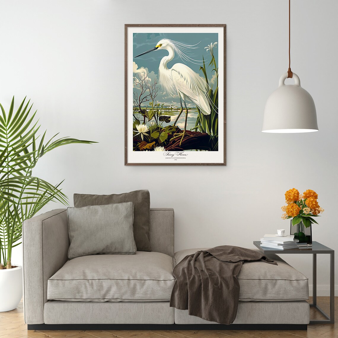 Audubon Style Snowy Heron Vintage Bird Art Print - Image 7