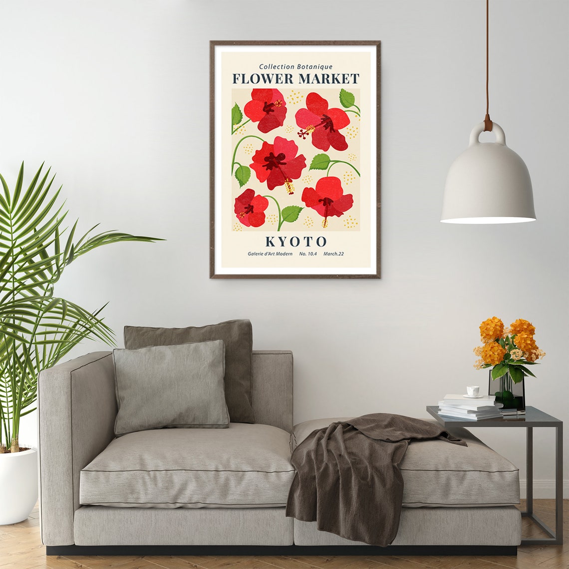 Flower Market Kyoto Red Hibiscus Botanical Gallery Decor Wall Art - Image 6