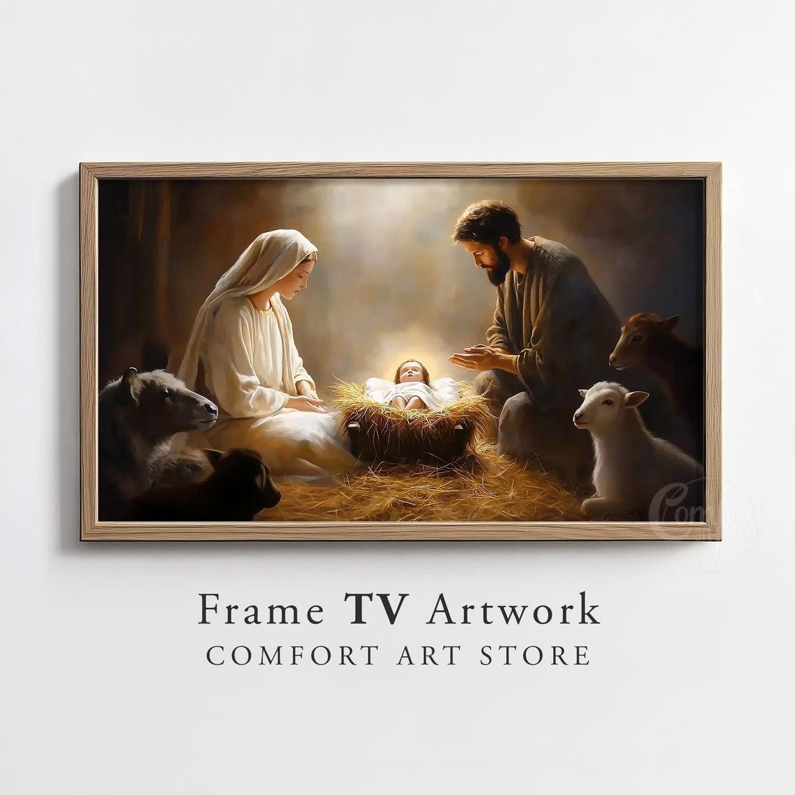 Holy Family Nativity With Mary Joseph and Baby Jesus Manger Poster