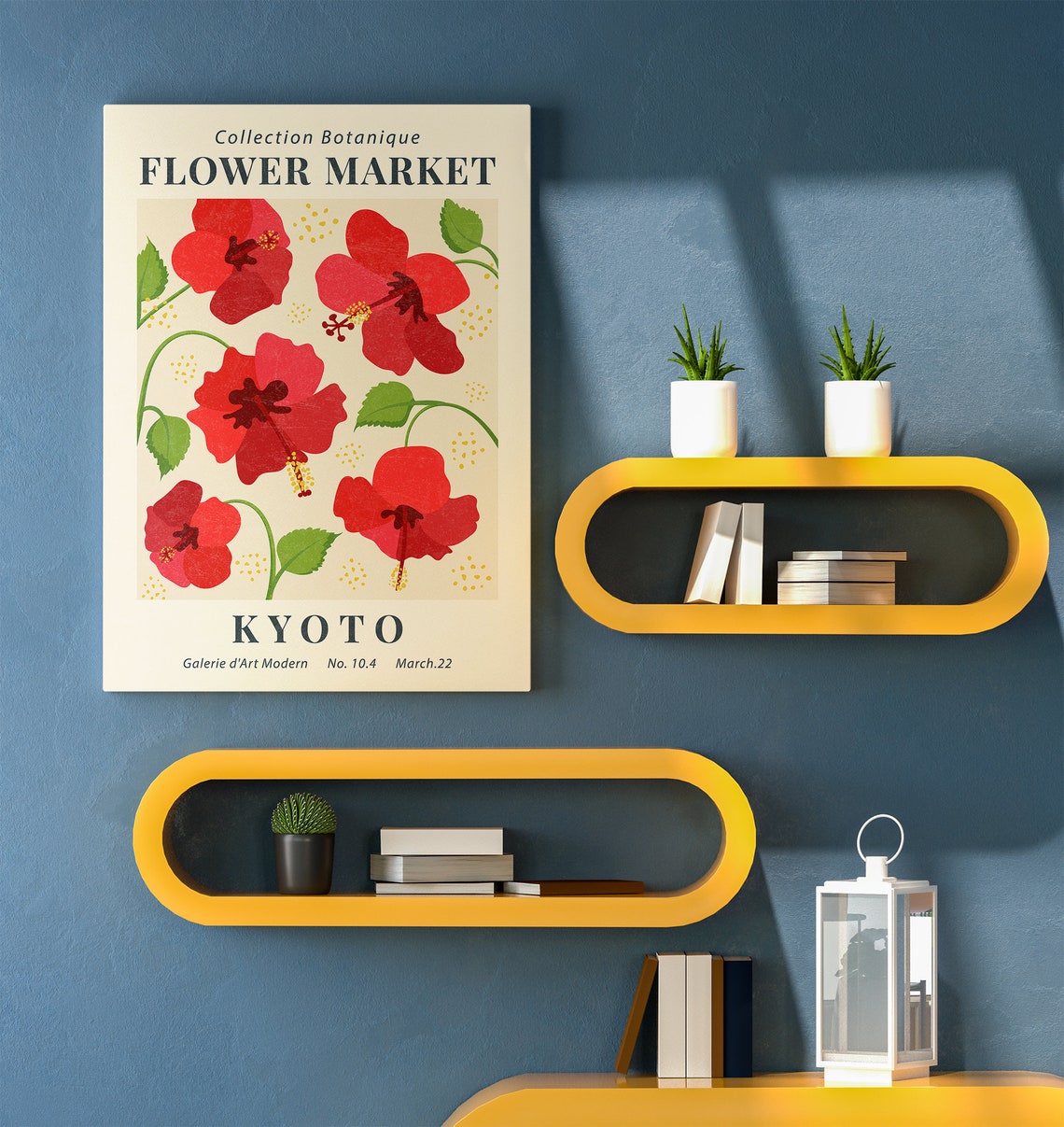 Flower Market Kyoto Red Hibiscus Botanical Gallery Decor Wall Art - Image 5