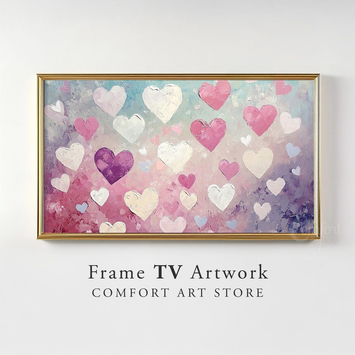 Scattered Pastel Impasto Hearts Frame TV Art Dreamy Valentine Poster - Image 3