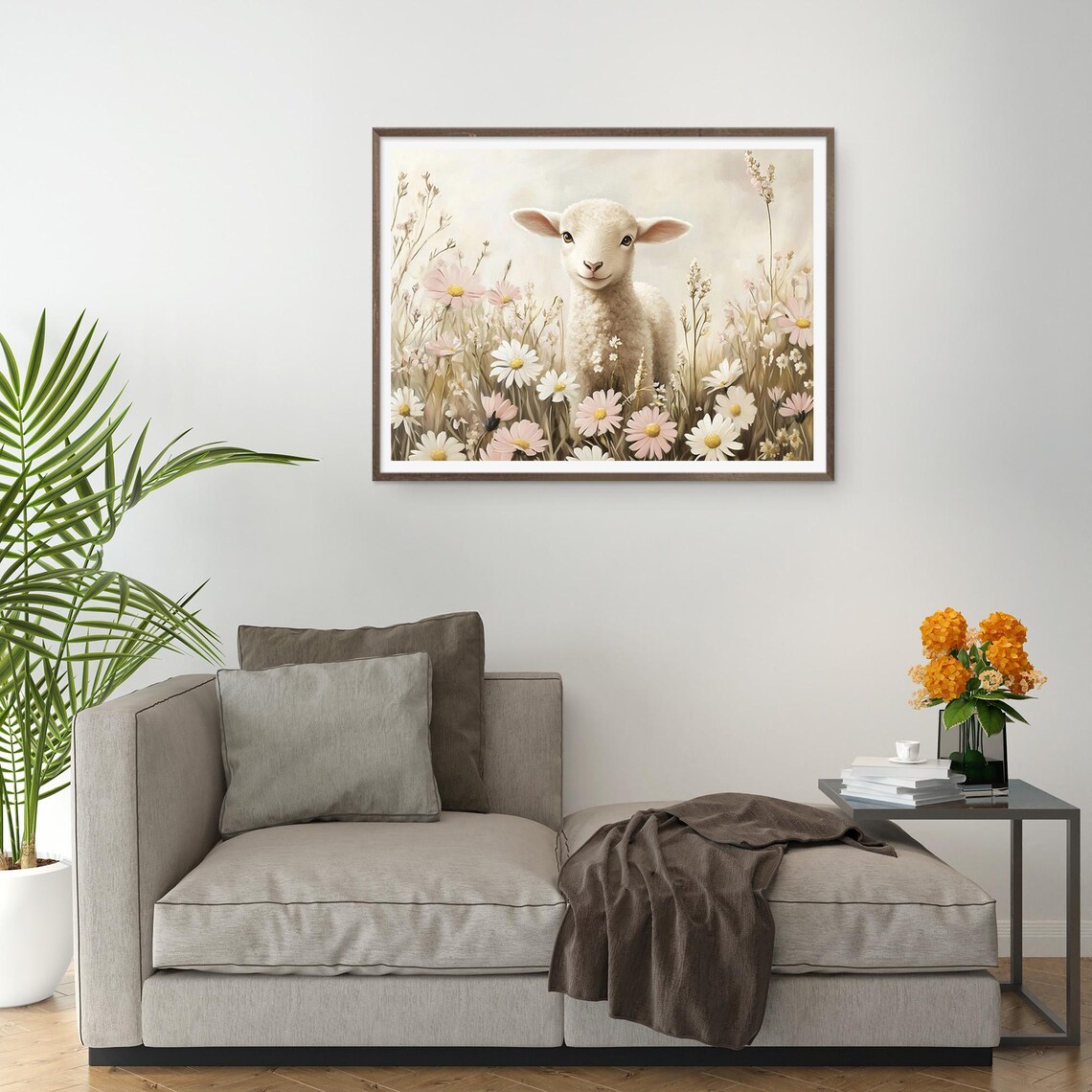 Easter Lamb Art Print, Cute Vintage Nursery Decor - Image 2