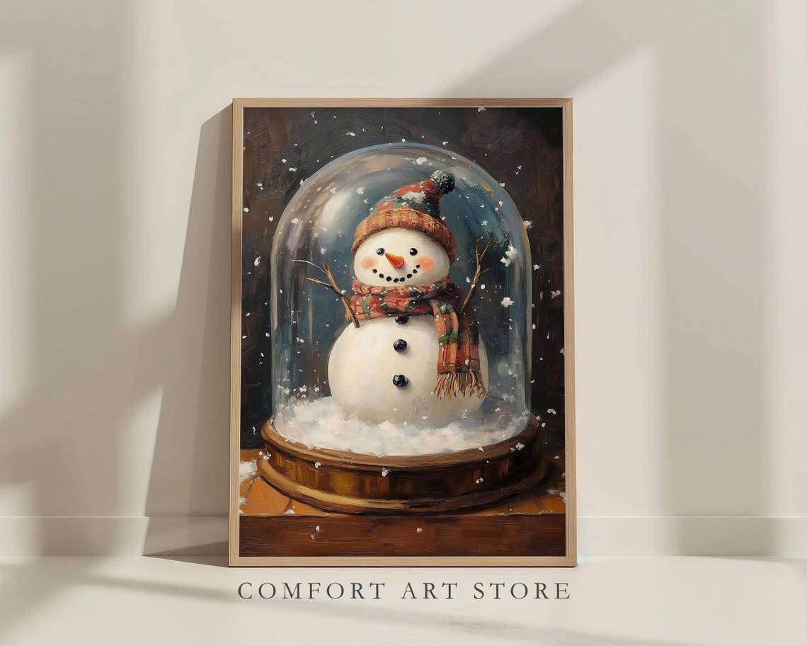 Cute Snowman Under Glass Dome with Knit Hat and Scarf Poster - Image 5