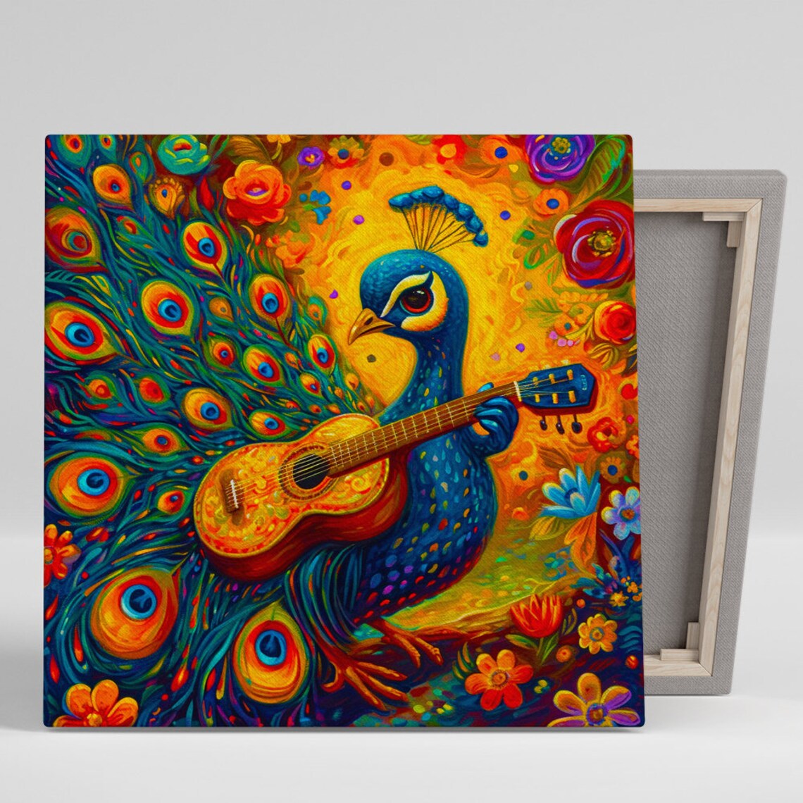 Peacock Serenade Whimsical Music Decor Art Print
