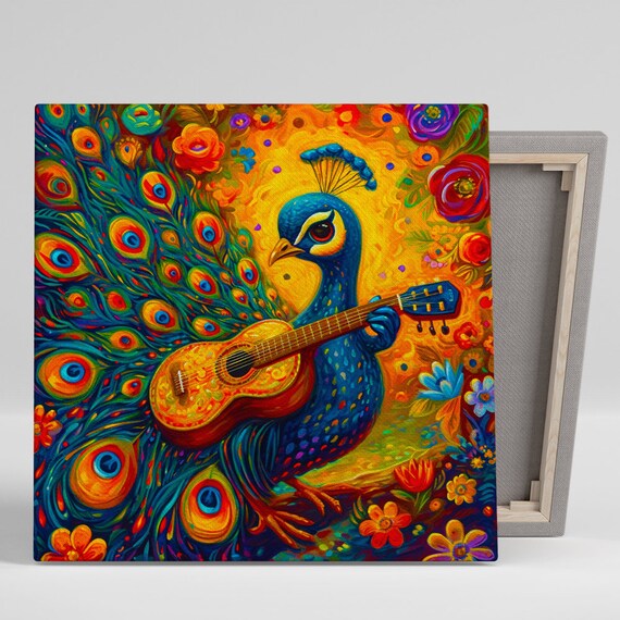 Peacock Serenade Whimsical Music Decor Art Print