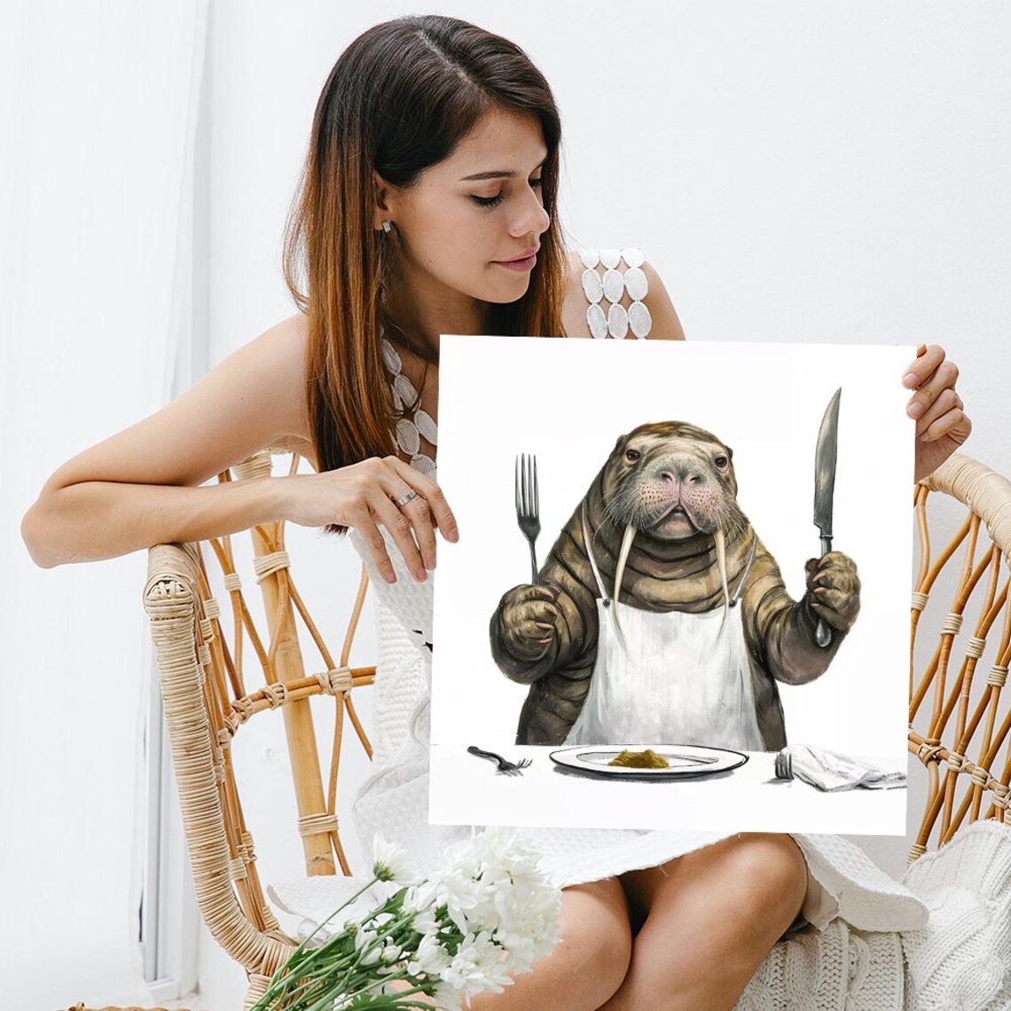 Hungry Walrus Whimsical Humor Wall Art Print - Image 3