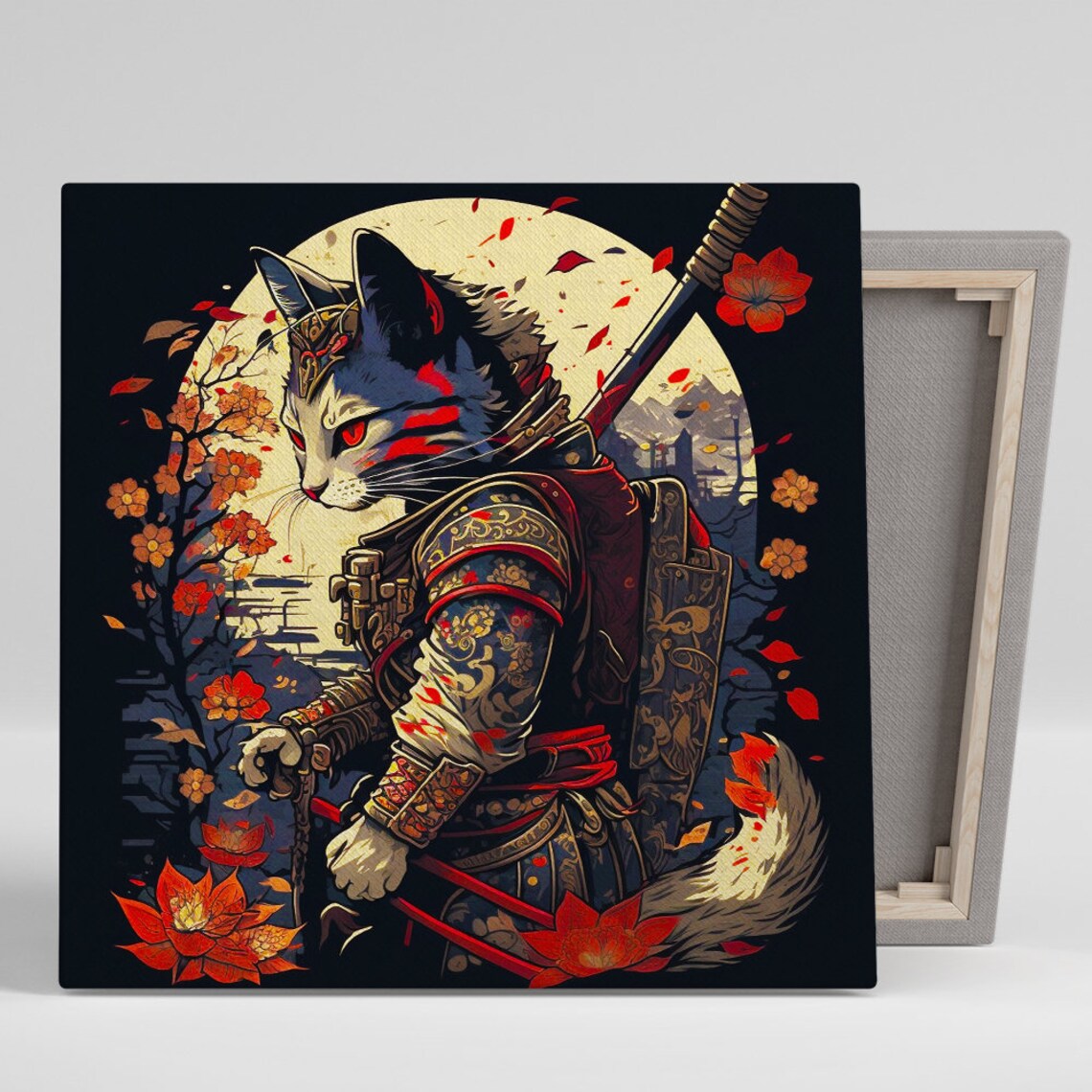 Samurai Cat Warrior, Contemporary Surrealism Art Print