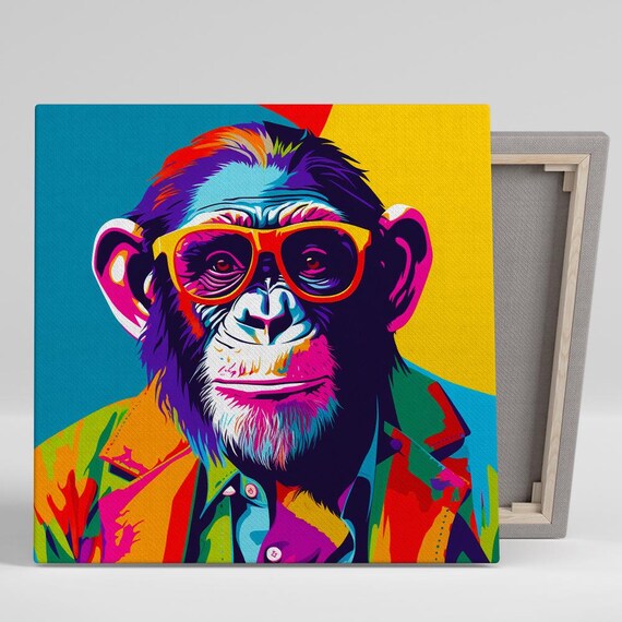 Funky Monkey Cool Glasses Bold Pop Art Colorful Primate Poster