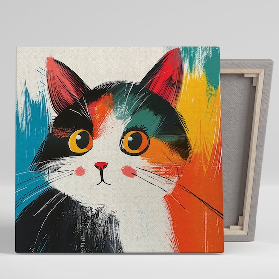 Whimsical Bohemian Cat Art Print for Living Room
