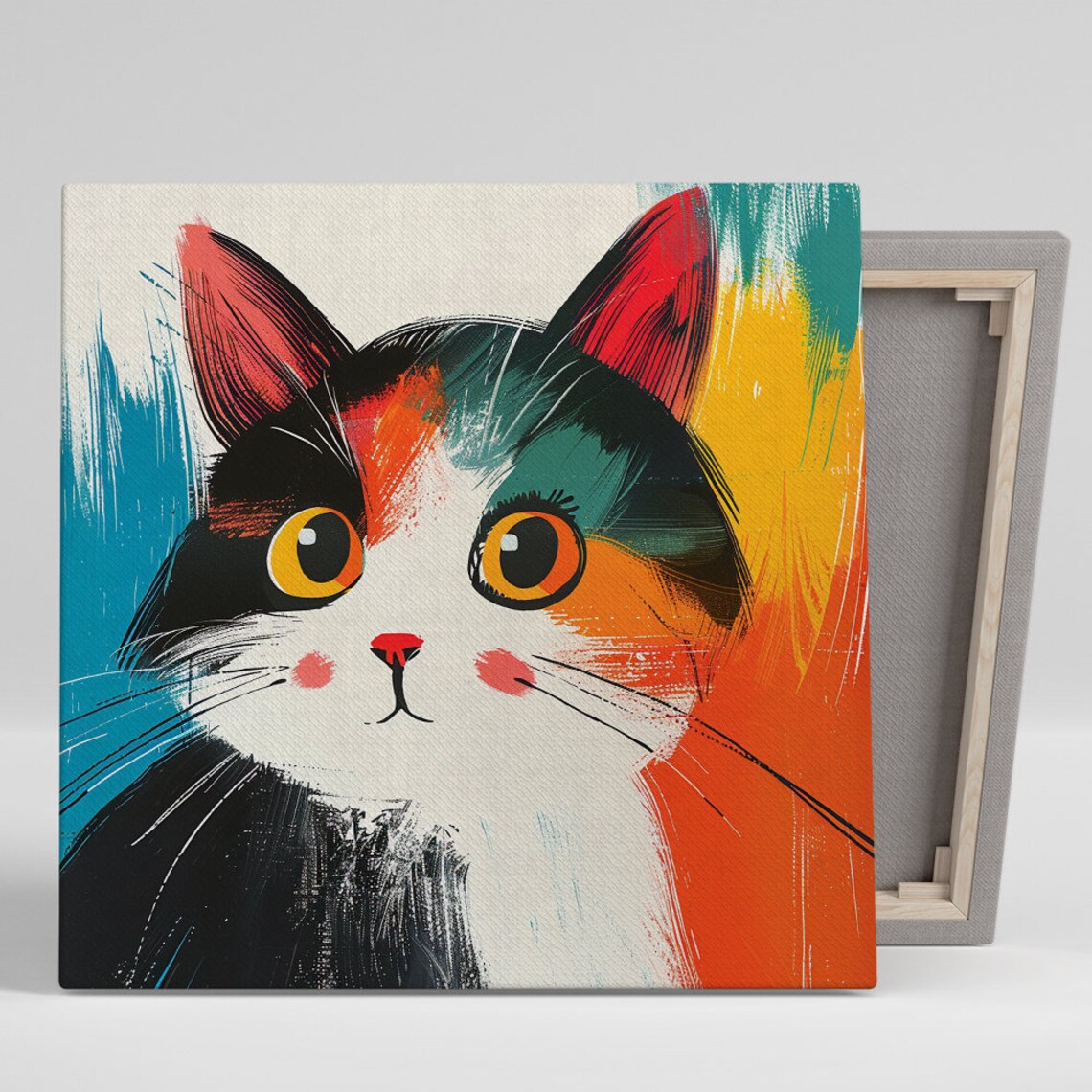 Whimsical Bohemian Cat Art Print for Living Room